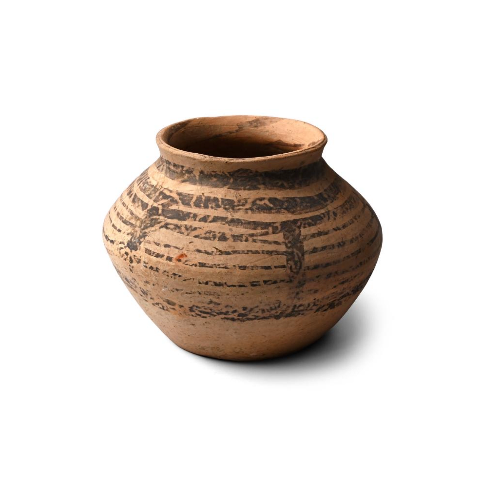  Indus Valley painted terracotta storage vessel, 4th–3rd Millennium B.C. geometric motifs, provenance English collection.